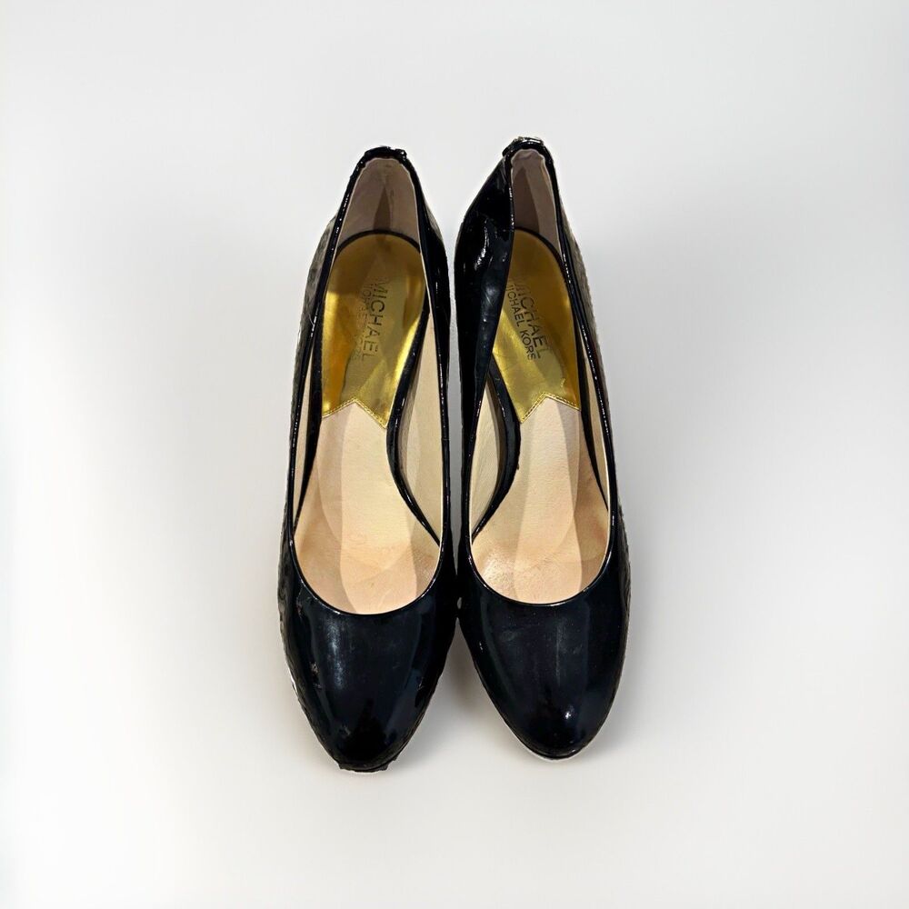 MICHAEL Michael Kors Black Patent Leather Round Toe Stiletto Pumps US 9 M